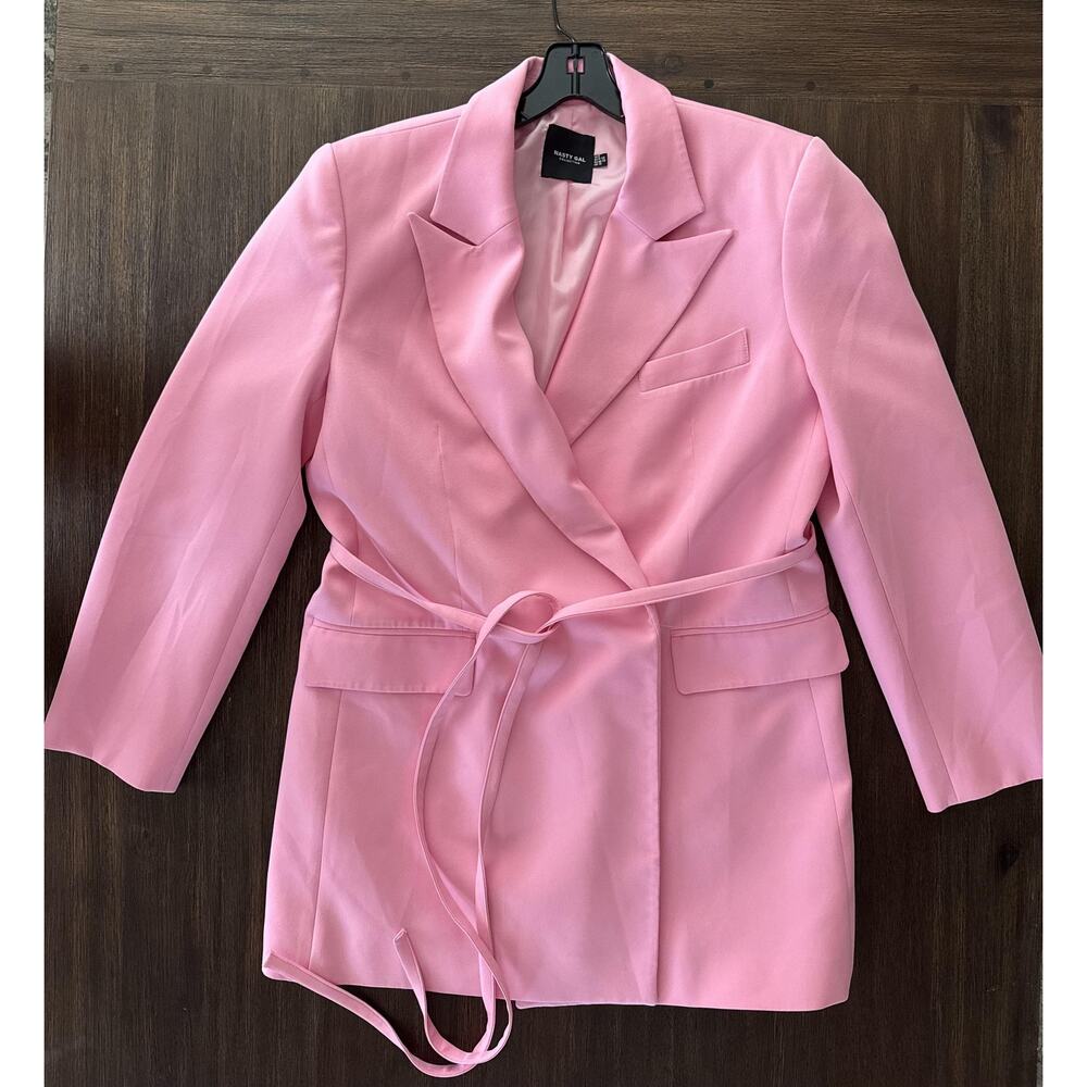 Nasty Gal Collection Pink Spring Coat Jacket Womens 6 Belted Notch Lapel